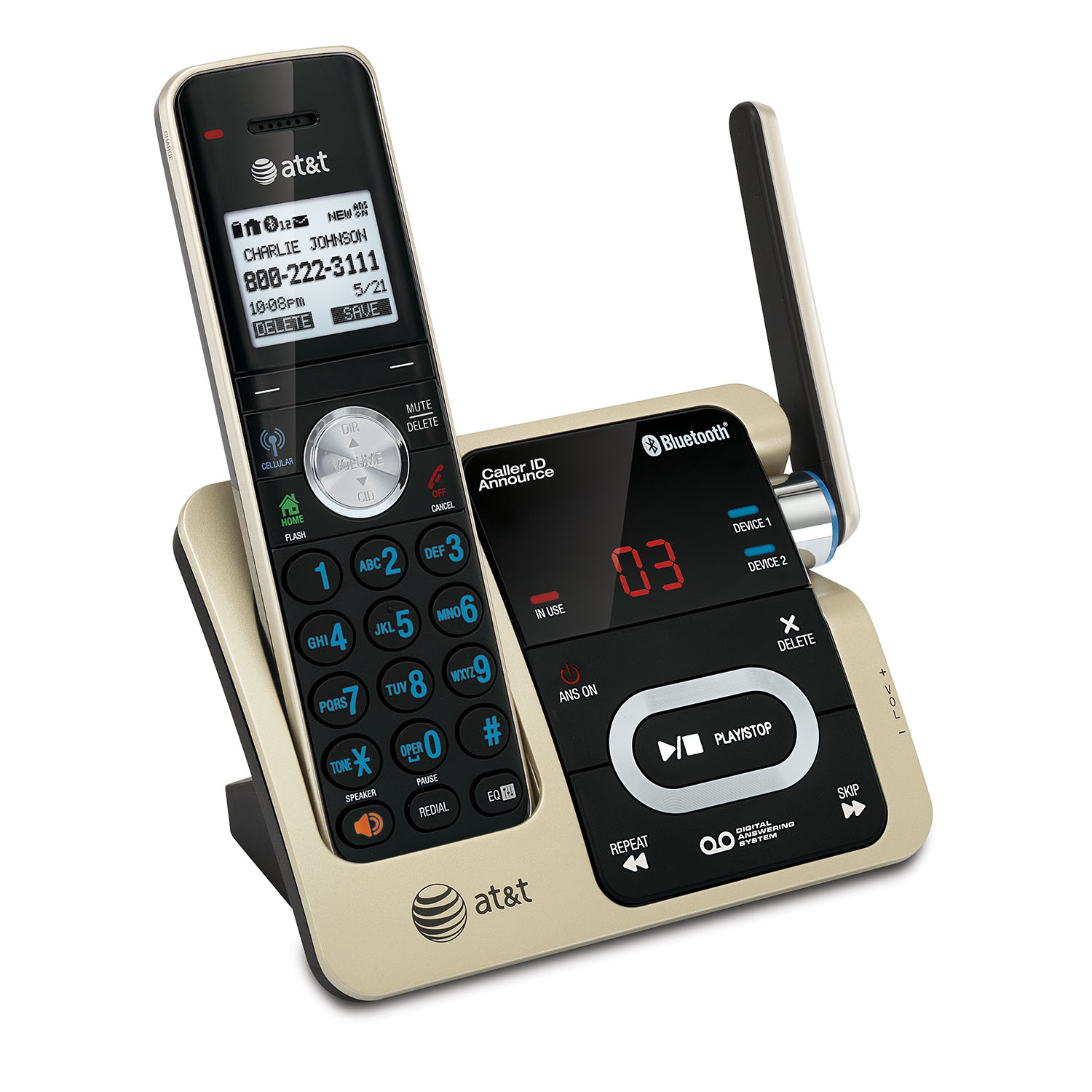 2 handset Connect to Cell™ answering system with caller ID/call waiting - view 2